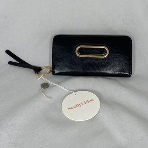 See By Chloe Black leather large wallet with gold ring detail